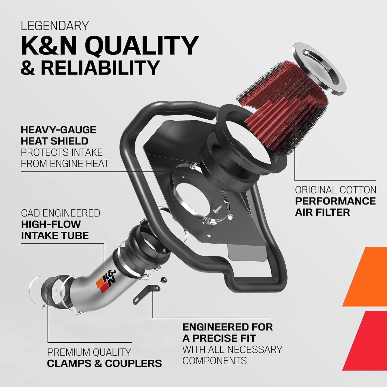 image:imageKampN Cold Air Intake System HighFlow Air Filter Increase Performance amp Towing Compatible with 20152017 FordLincoln Expedition Navigator 572595RotoMolded