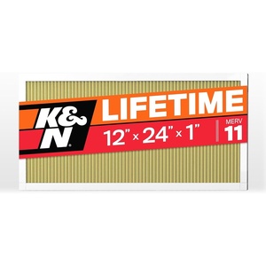 K&N 12X24X1 HVAC Furnace Air Filter, Lasts a Lifetime, Washable, Merv 8, the Last HVAC Filter You Will Ever Buy, Breathe Safely at Home or in the Office, HVC-8-11224(Merv 11)
