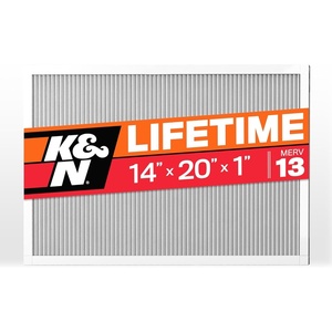 K&N 14X20X1 HVAC Furnace Air Filter, Lasts a Lifetime, Washable, Merv 8, the Last HVAC Filter You Will Ever Buy, Breathe Safely at Home or in the Office, HVC-8-11420(Merv 13)