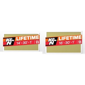 K&N 14x30x1 HVAC Furnace Air Filter, Lasts a Lifetime, Washable, Merv 11, the Last HVAC Filter & 18x30x1 HVAC Furnace Air Filter, Lasts a Lifetime, Washable, Merv 11