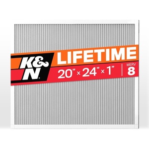 K&N 20x24x1 HVAC Furnace Air Filter, Lasts a Lifetime, Washable, Merv 11, the Last HVAC Filter You Will Ever Buy, Breathe Safely at Home or in the Office , HVC-12024,1 Count (Pack of 1)(Merv 8)