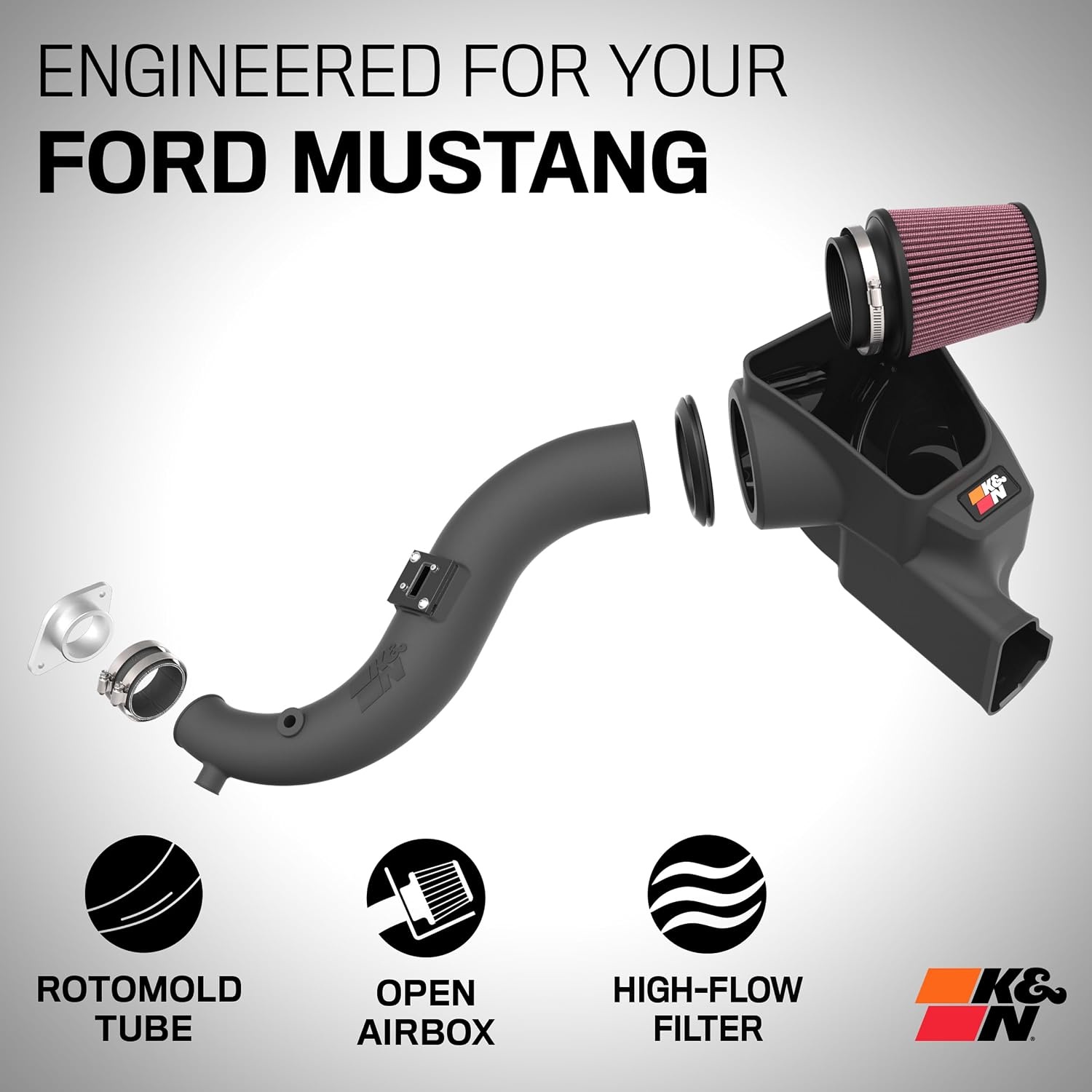 image:imageKampN Cold Air Intake System HighFlow Air Filter Increase Performance amp Acceleration Compatible with 20242025 Ford Mustang 632627