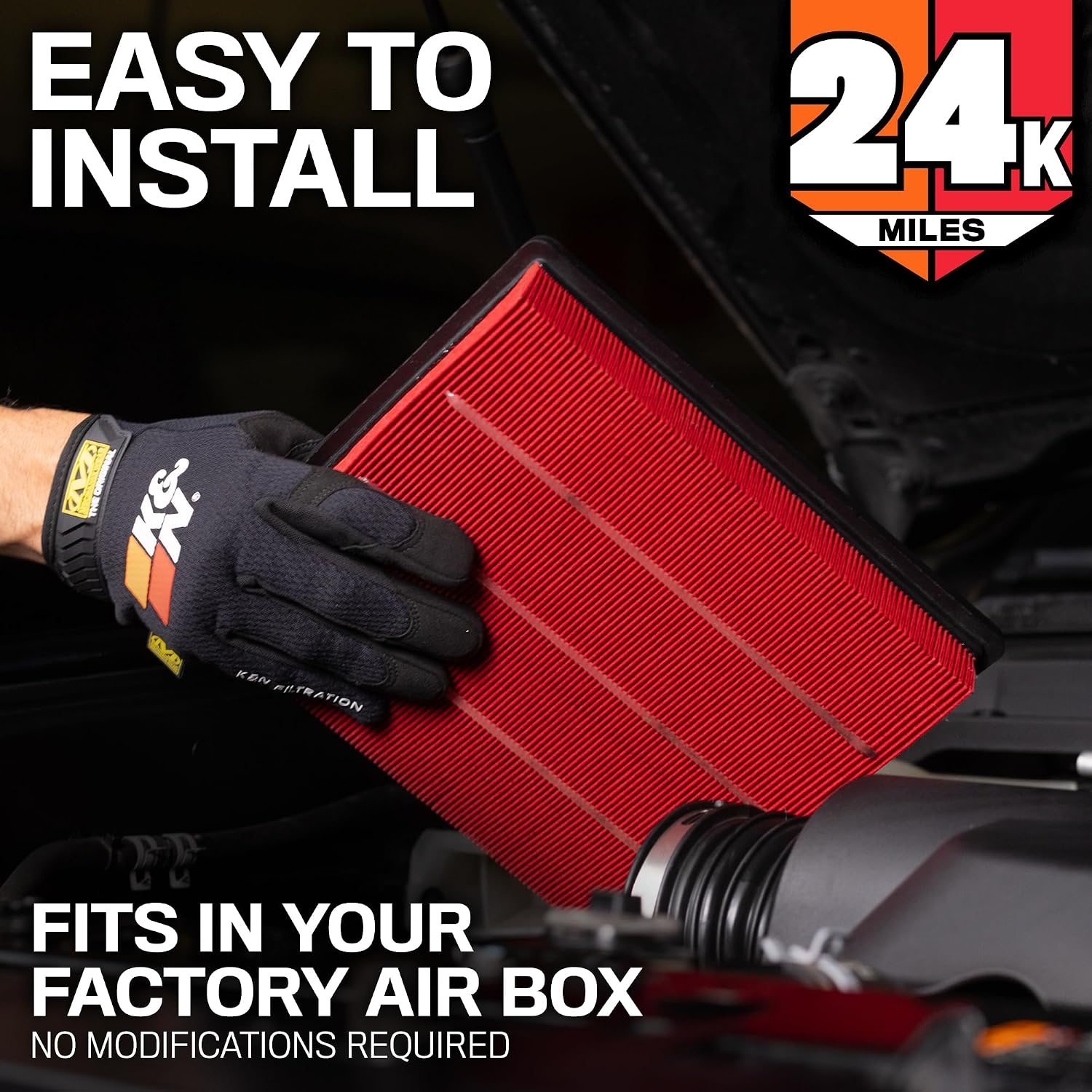 image:imageKampN Engine Air Filter Extended Life 24000 Mile Replacement Air Filter Compatible with 20172026 HyundaiKia L3L4 Elanta i30 Kona Veloster Cee d Forte KNX5050