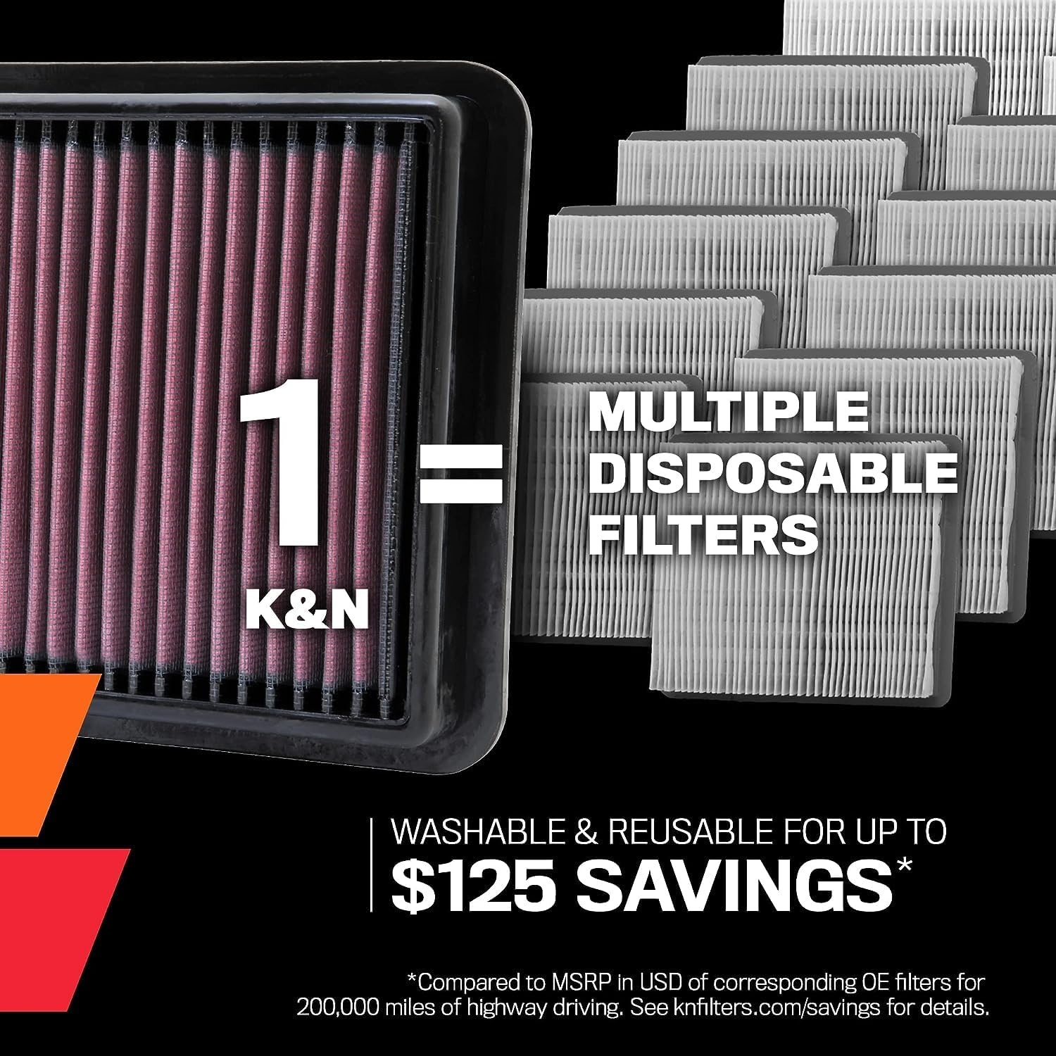 image:imageKampN Engine Air Filter Reusable Clean Every 75000 Miles Washable Premium Replacement Car Air Filter Compatible with 20042012 MITSUBISHI Eclipse Endeavor Galant 380 332285