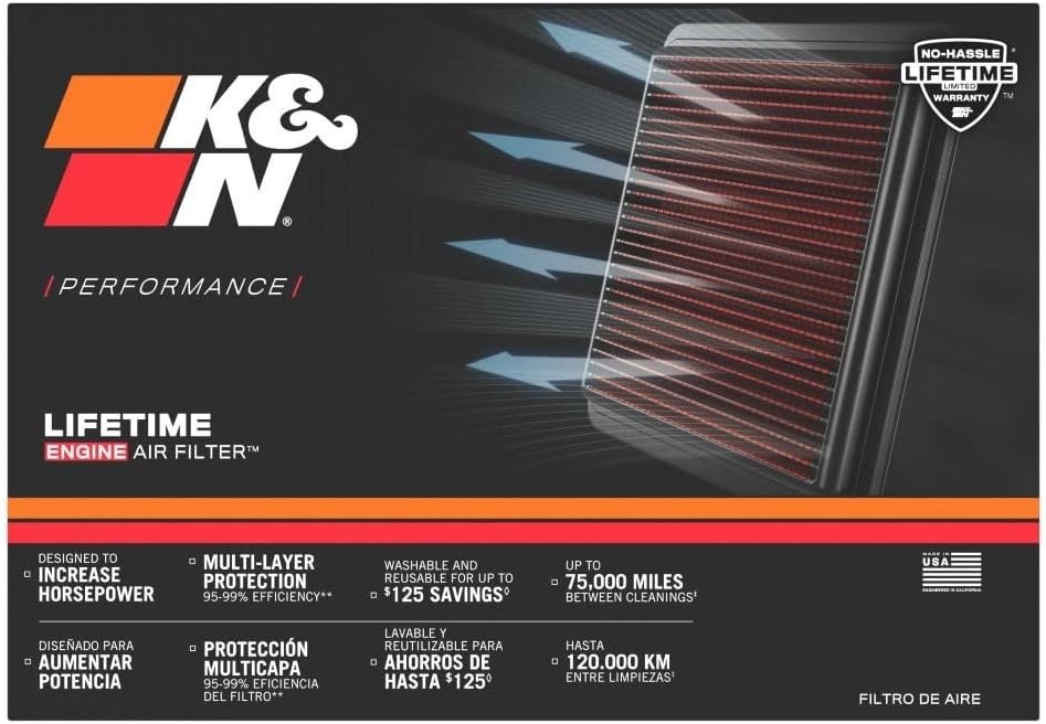 image:imageKampN Engine Air Filter Reusable Clean Every 75000 Miles Washable Replacement Car Air Filter Compatible 19912007 CADILLACVOLKSWAGENSEATSKODA CTSV Caddy Polo Inca Ibiza Cordoba 332649