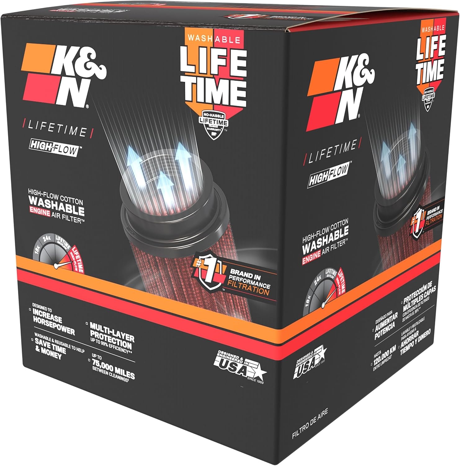 image:imageKampN HighFlow Original Lifetime Universal ClampOn Air Filter High Performance Premium Washable Flange Diameter 25 In Filter Height 55 In Flange Length 2 In Shape Round Tapered RU4950Pack of 1
