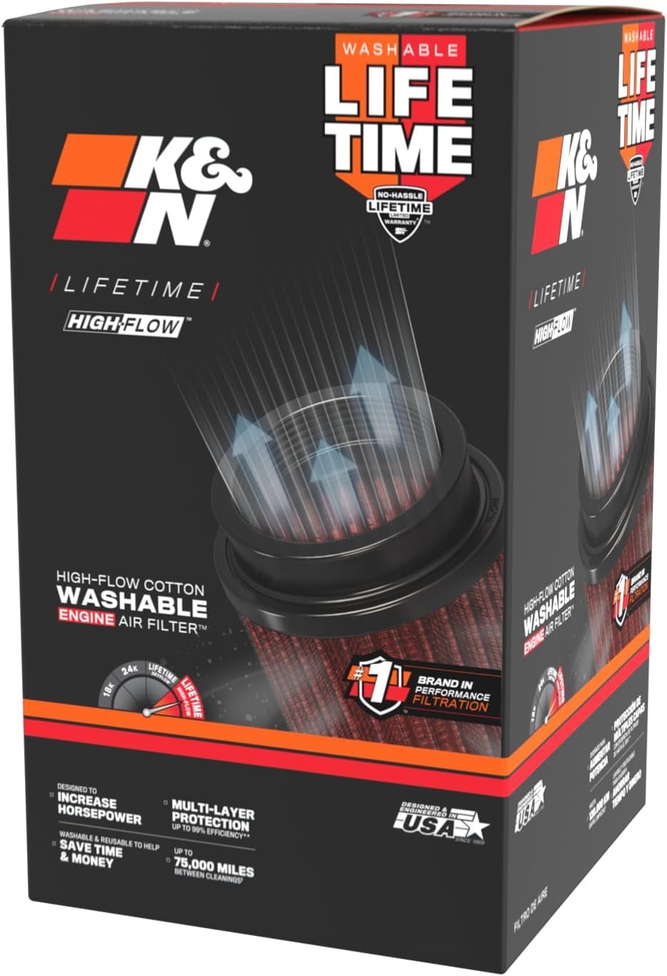 image:imageKampN HighFlow Original Lifetime Universal ClampOn Air Filter High Performance Premium Washable Flange Diameter 3 In Filter Height 8 In Flange Length 175 In Shape Round Tapered RC5106
