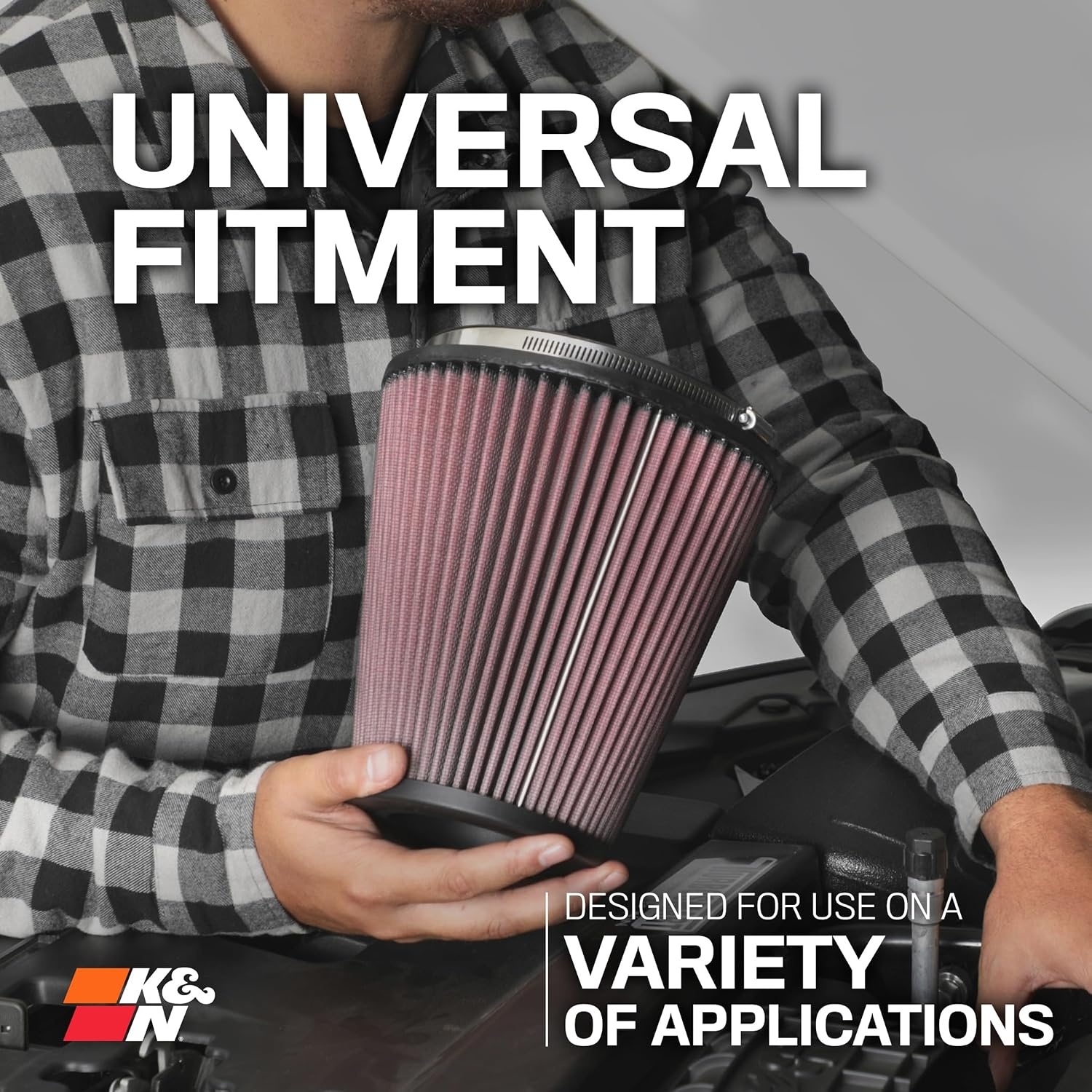 image:imageKampN HighFlow Original Lifetime Universal ClampOn Air Filter High Performance Premium Washable Flange Diameter 4 In Filter Height 75 In Flange Length 15 In Shape Oval Tapered RE1040