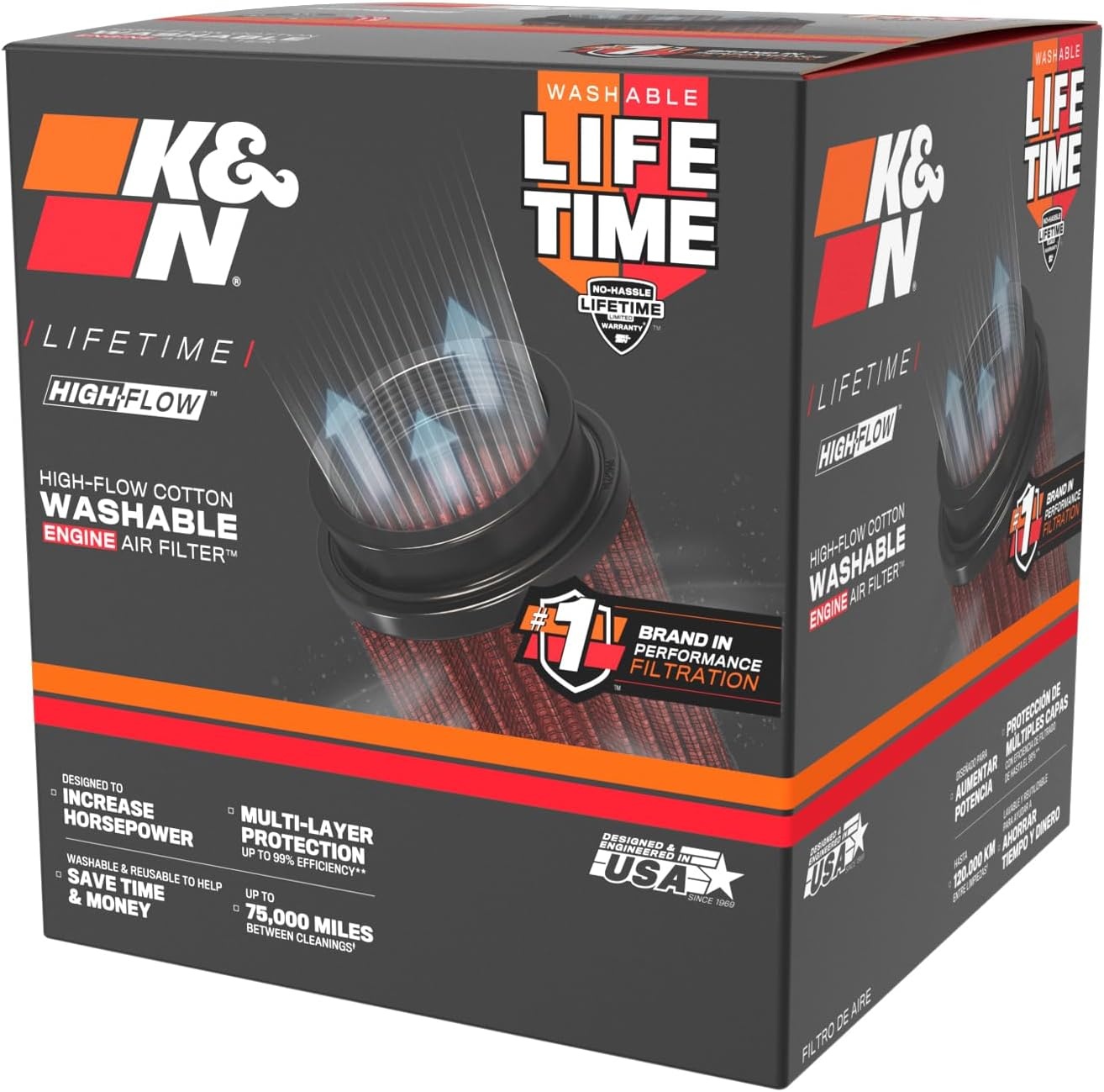 image:imageKampN HighFlow Original Lifetime Universal ClampOn Air FilterPerformance Premium Washable Flange Diameter 45 In Filter Height 45 In Flange Length 0625 In Shape Round Tapered RU1005412in